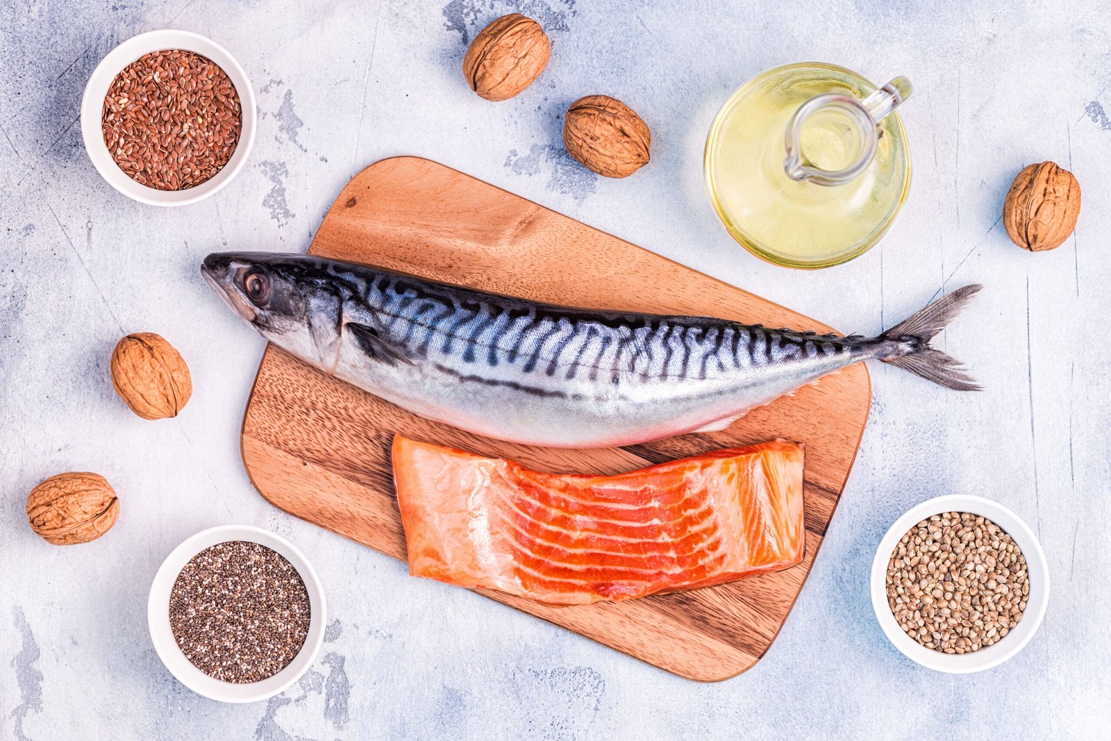 Healthy eating concept. Sources of omega 3.